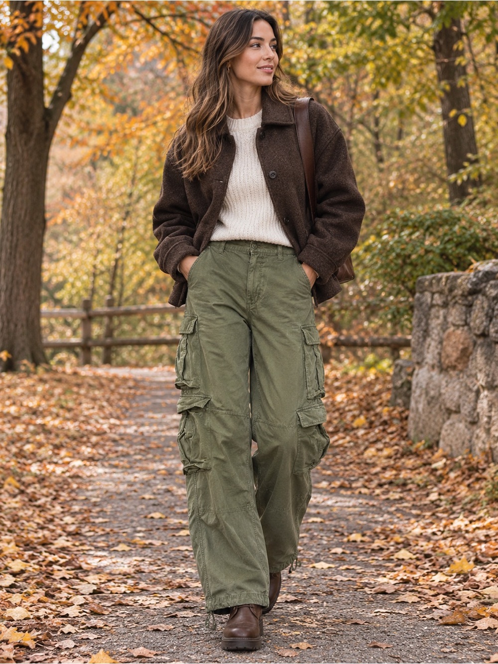 TNA Aritzia Olive Green Cargo Pants Size 8 Cotton Utility